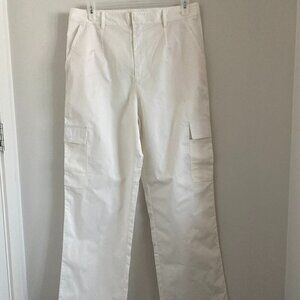 ZARA WOMEN HIGH RISE WIDE CARGO PANTS COTTON BLEND SIZE XL